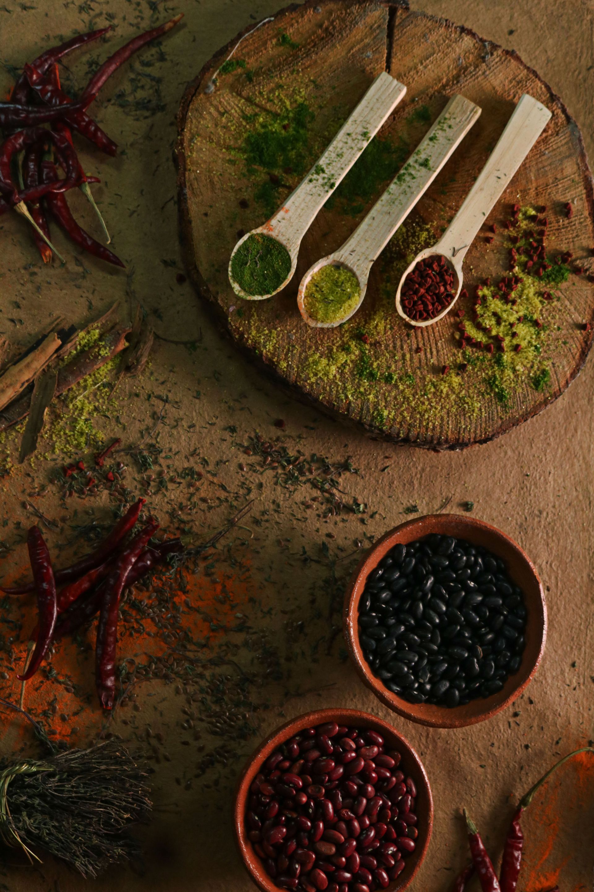 Spice and ingredient flat-lay for food formulation